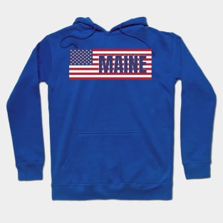 Maine State in American Flag Hoodie